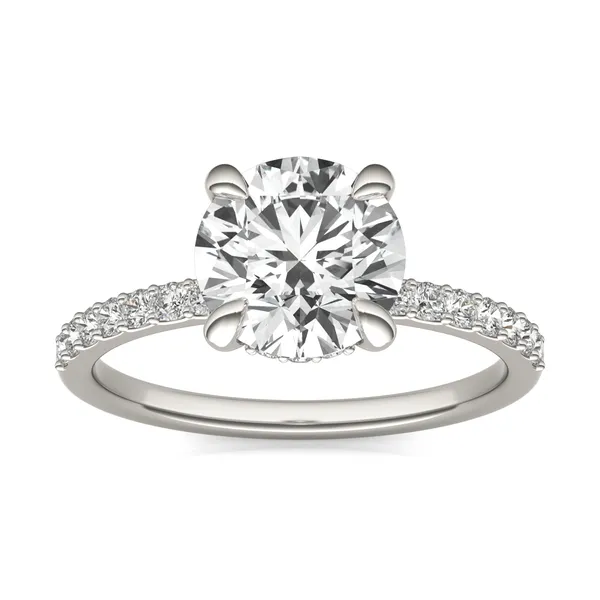 Round Custom Hidden Halo 1/2 Eternity Engagement Ring Setting